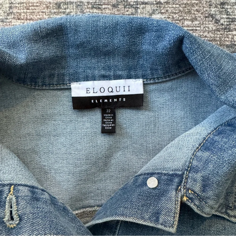 ELOQUII Elements Women's Plus Puff Sleeve Denim Jacket Dress size 22 - Picture 6 of 10